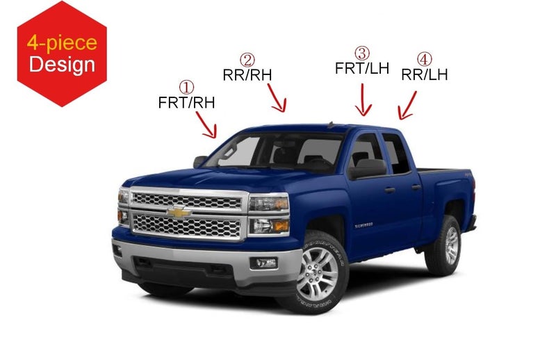 AUTO CLOVER AUTOCLOVER Tape-On Rain Guards Window Visors 4 Pcs Set for Chevrolet Silverado 1500 Crew Cab 2014 2015 2016 2017 2018 / Window Deflectors, Out-Channel Vent Shades (Smoked) - Image 3