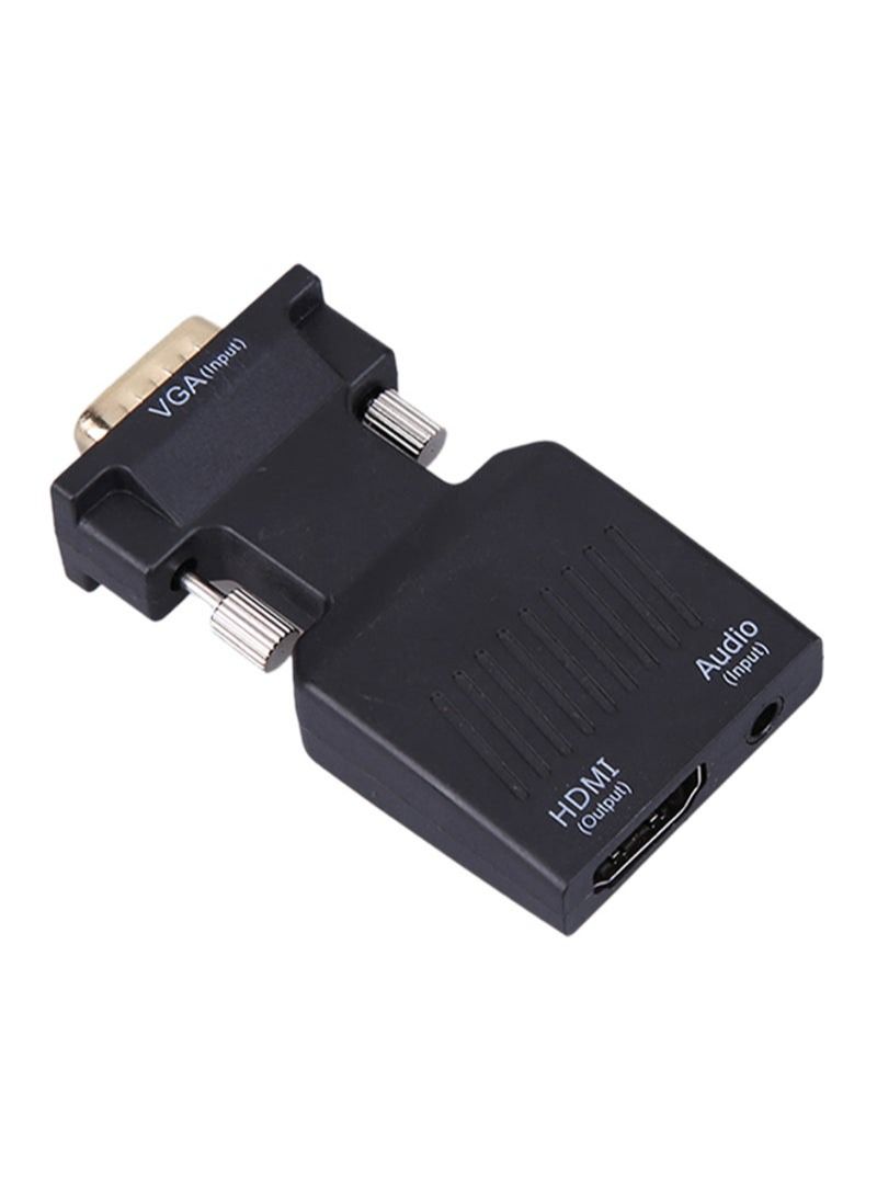 VGA Male To HDMI Female Video Adapter With Audio Cable Jack Black - Image 1
