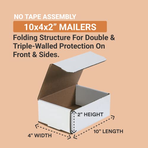 AVIDITI Shipping Boxes Flat 10"L x 4"W x 2"H, 50-Pack | Corrugated Cardboard Box for Packing, Moving and Storage 10x4x2 1042 - Image 2