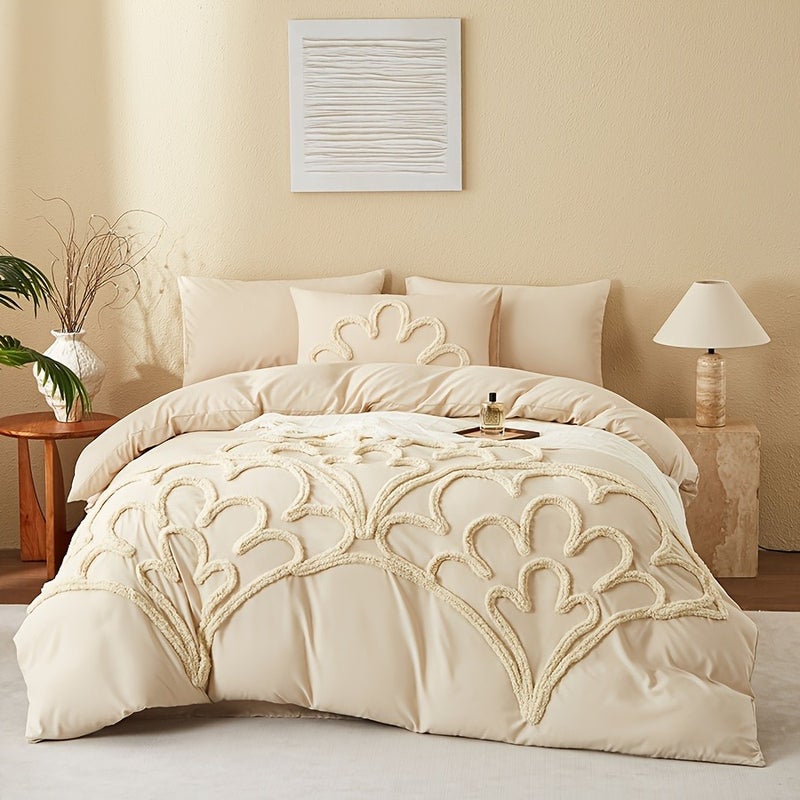 2pcs/3pcs Tufted Nordic Bohemian Style Bedding, Modern Minimalist Soft and Comfortable Bedding, Duvet Cover Set with Zipper (Includes 1 Duvet Cover and 1 Pillowcase/2 Pillowcases). Available in Multiple Colors and Sizes, a Suitable Gift for Family - Image 1
