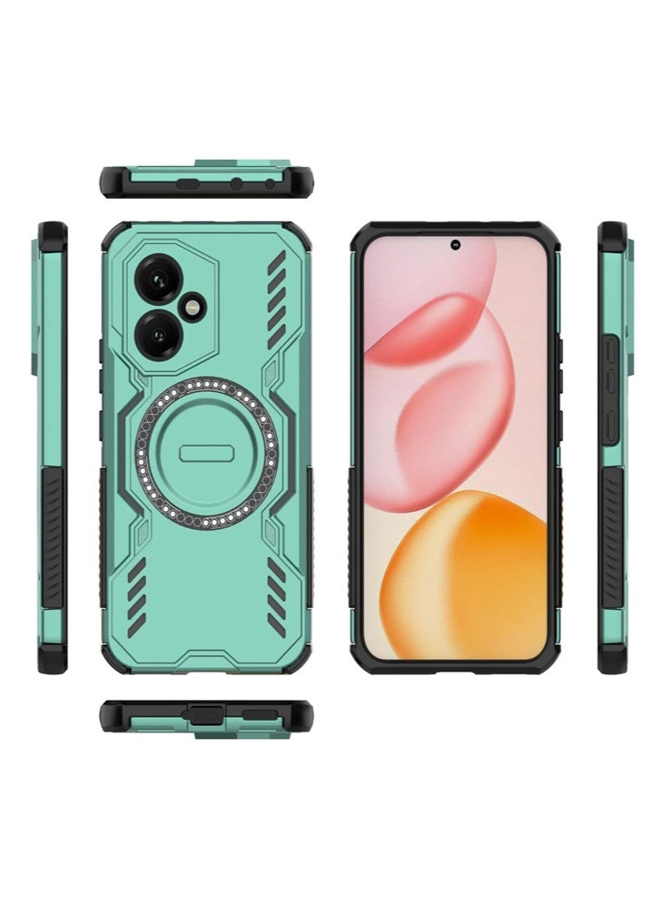 general Magnetic Case Compatible with Honor 400 5G Heat Dissipation Airbag Anti Drop PC TPU 2 in 1 Hybrid Shockproof Protective Back Cover for Honor 400 Global Version Green - Image 2