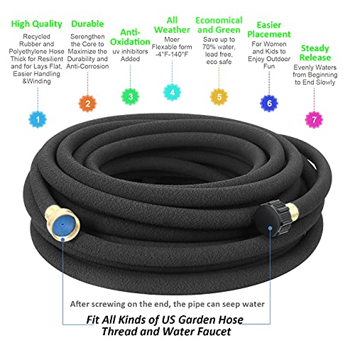 STYDDI Soaker Hose, 1/2" x 100 FT Round Rubber Garden Soaker Hose, Heavy Duty Water Seeper Soaker Hoses for Foundation Watering, Garden Beds, Garden, Lawn and Plants - Image 3
