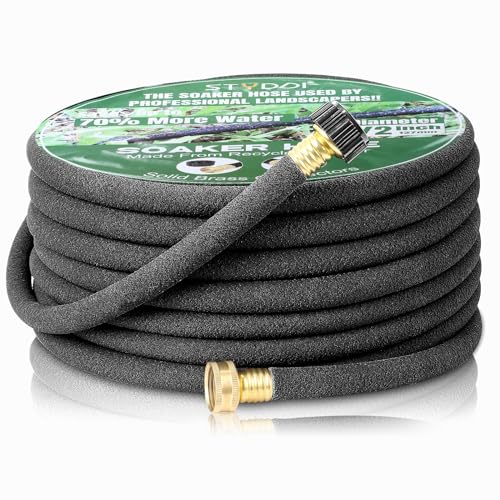 STYDDI Soaker Hose, 1/2" x 100 FT Round Rubber Garden Soaker Hose, Heavy Duty Water Seeper Soaker Hoses for Foundation Watering, Garden Beds, Garden, Lawn and Plants - Image 1