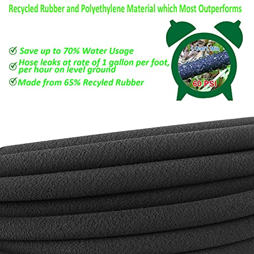 STYDDI Soaker Hose, 1/2" x 100 FT Round Rubber Garden Soaker Hose, Heavy Duty Water Seeper Soaker Hoses for Foundation Watering, Garden Beds, Garden, Lawn and Plants - Image 4