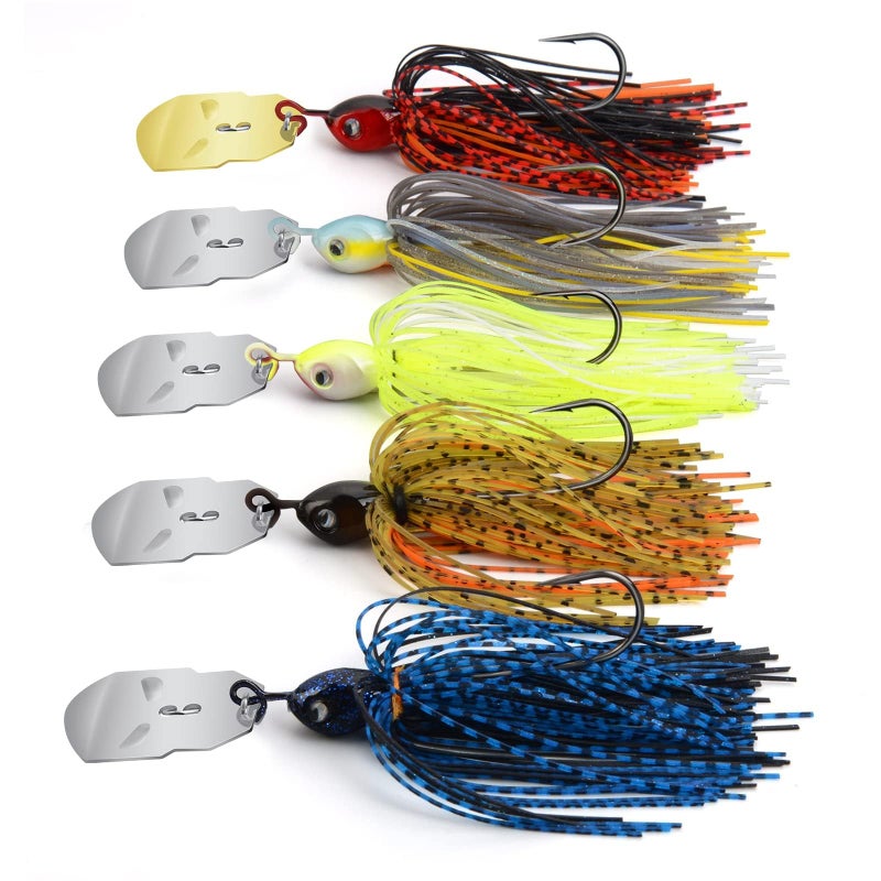 MadBite by KastKing Bladed Jig Fishing Lures, 5 pcs Multi-Color Kits, Irresistible Vibrating Action,Sticky-Sharp Heavy-Wire Needle Point Hooks, 1/2 oz Sizes, Includes Storage Box - Image 1