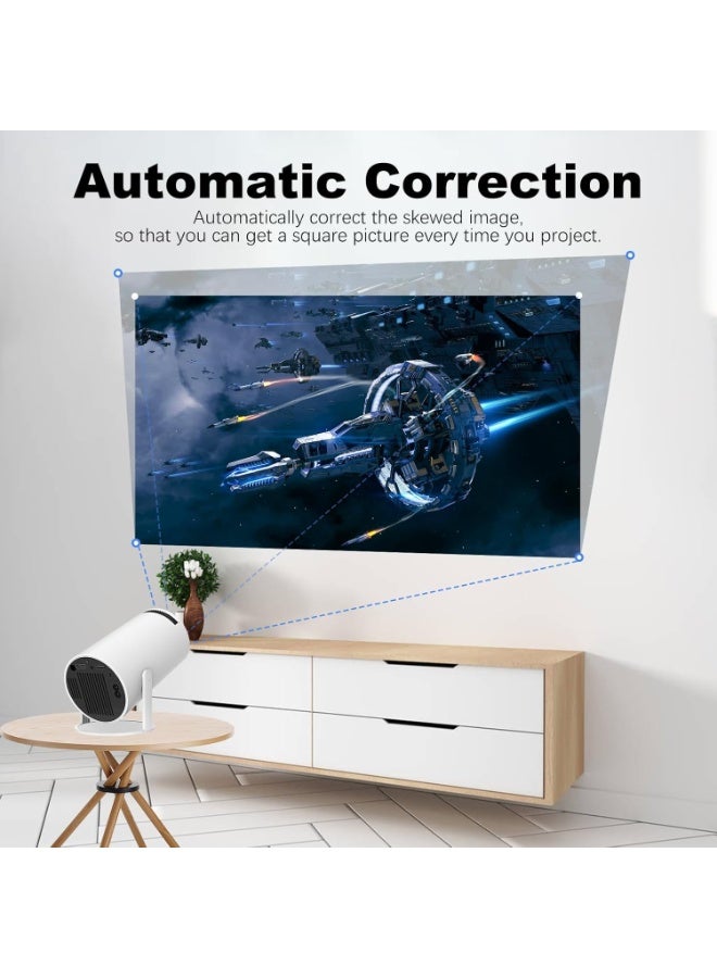 Smart 1080P Portable Projector with Android 11.0 – 5G WiFi, 130" Display, 4K Support, Bluetooth, Built-in Speakers, USB/HDMI, Screen Mirroring – For Indoor & Outdoor Use  - Image 3