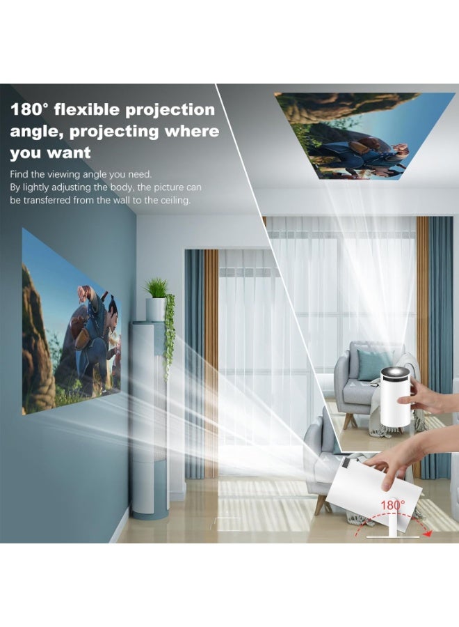 Smart 1080P Portable Projector with Android 11.0 – 5G WiFi, 130" Display, 4K Support, Bluetooth, Built-in Speakers, USB/HDMI, Screen Mirroring – For Indoor & Outdoor Use  - Image 4