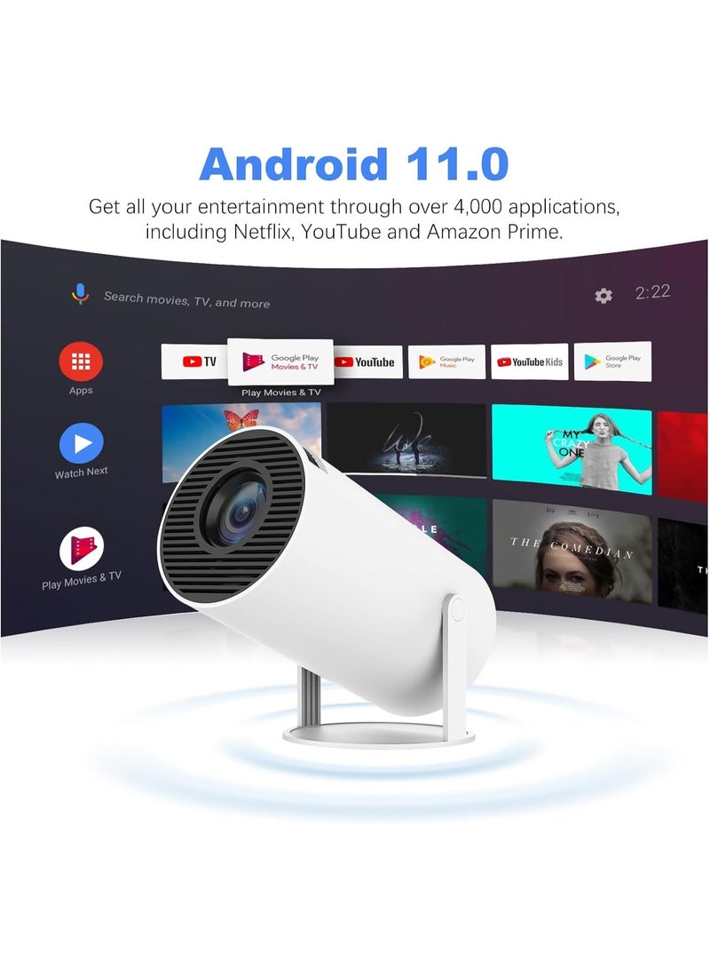 Smart 1080P Portable Projector with Android 11.0 – 5G WiFi, 130" Display, 4K Support, Bluetooth, Built-in Speakers, USB/HDMI, Screen Mirroring – For Indoor & Outdoor Use  - Image 2