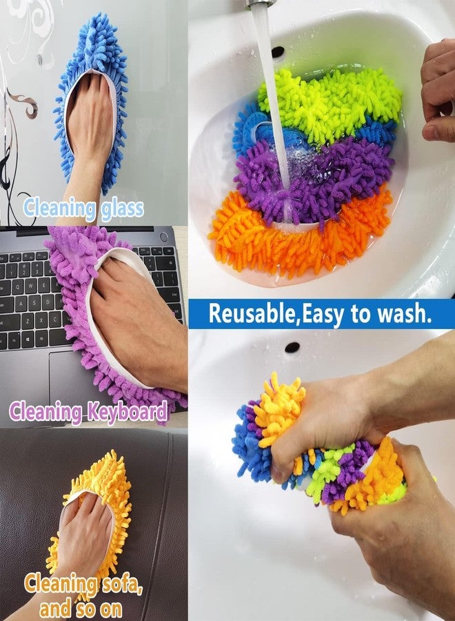 M-jump 8 PCS 4 Pairs Duster Mop Slippers Cover, Multi Function Chenille Fibre Washable Dust Mop Floor Cleaning Shoes for Bathroom, Office, Kitchen, House Polishing - Image 4