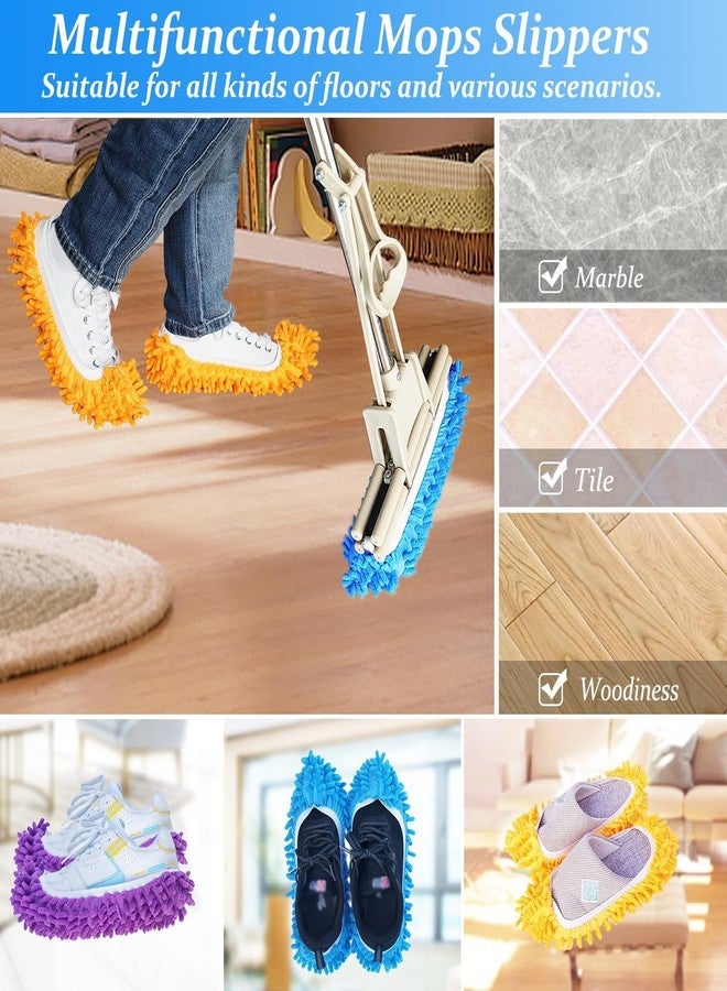 M-jump 8 PCS 4 Pairs Duster Mop Slippers Cover, Multi Function Chenille Fibre Washable Dust Mop Floor Cleaning Shoes for Bathroom, Office, Kitchen, House Polishing - Image 5