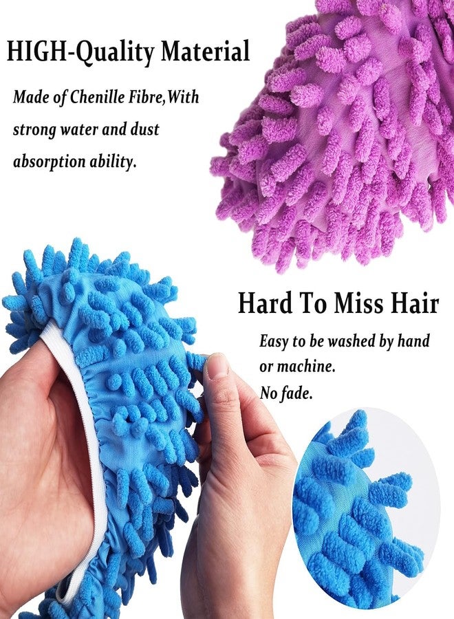 M-jump 8 PCS 4 Pairs Duster Mop Slippers Cover, Multi Function Chenille Fibre Washable Dust Mop Floor Cleaning Shoes for Bathroom, Office, Kitchen, House Polishing - Image 3