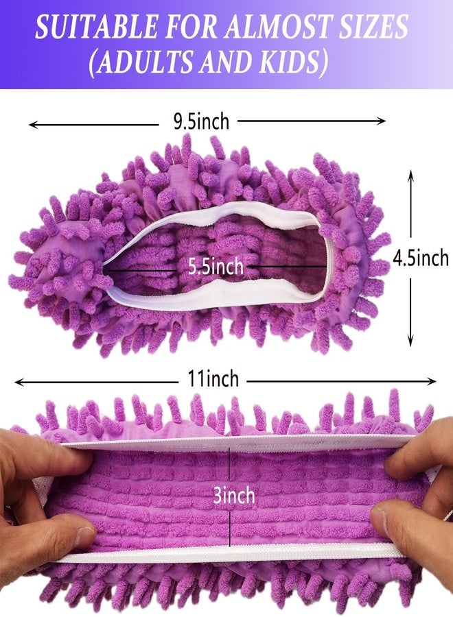M-jump 8 PCS 4 Pairs Duster Mop Slippers Cover, Multi Function Chenille Fibre Washable Dust Mop Floor Cleaning Shoes for Bathroom, Office, Kitchen, House Polishing - Image 2