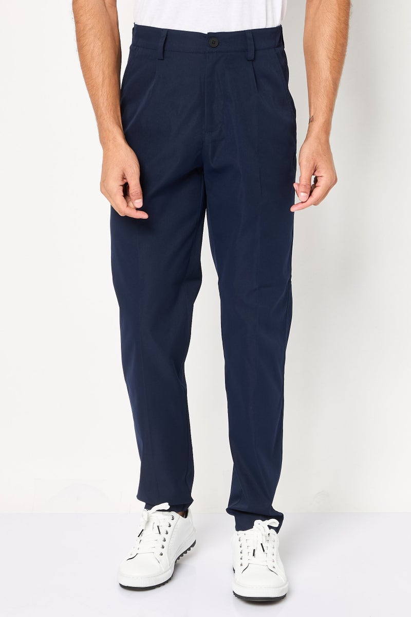 DKNY Men Regular Fit Plain Dress Pants, Navy - Image 1