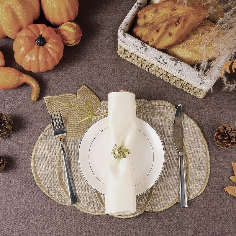 Olgaa Fall Thanksgiving Pumpkin Placemats Set of 6 Fall Autumn Table Decorations Indoor Farmhouse Harvest Pumpkins Table Round Placemats for Party Kitchen Dinning - Image 3