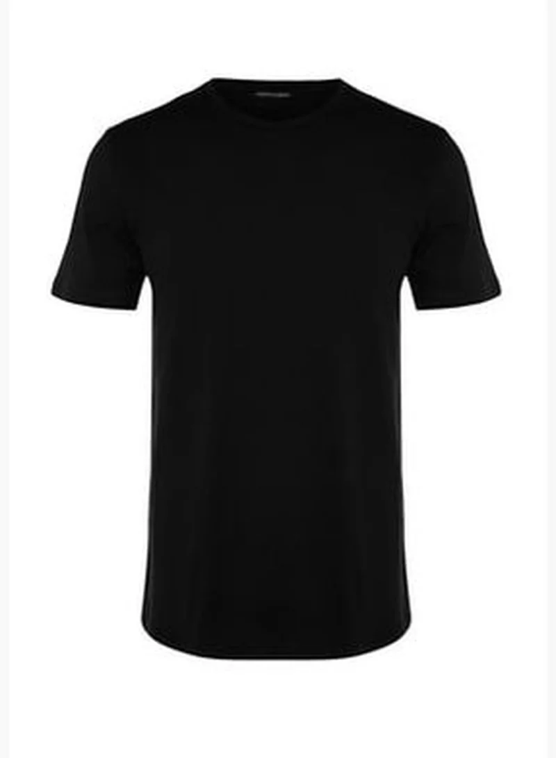 trendyol Black Basic Men's Slim Fit 100% Cotton Short Sleeve Crew Neck T-Shirt.