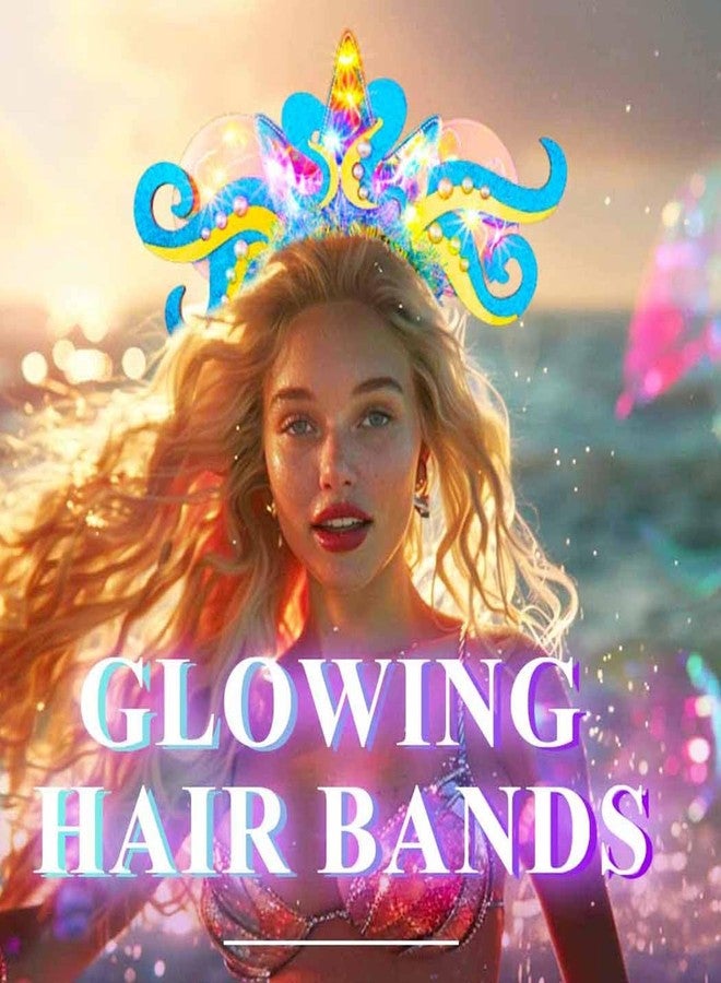 Zoestar Light Up Mermaid Costume Headband Glowing Octopus Headpiece Under the Sea Ocean Hair Accessories for Women (Blue, One Size) - Image 5
