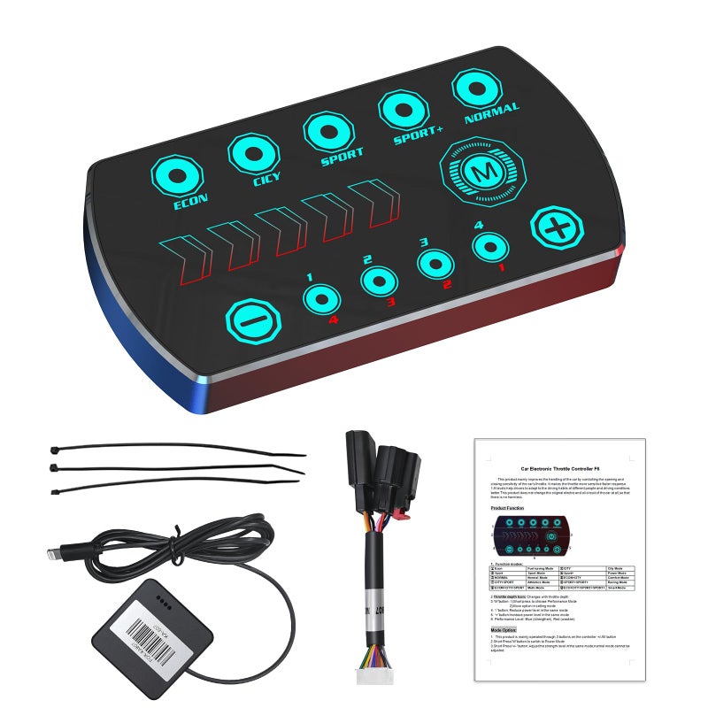 Qagea Throttle Response Controller 10 Drive Modes Smart Electronic Racing Accelerator Fit for Dodge Durango Charger Challenger Ram 1500 2500 3500 Jeep Wrangler JK Grand Cherokee Chrysler 300