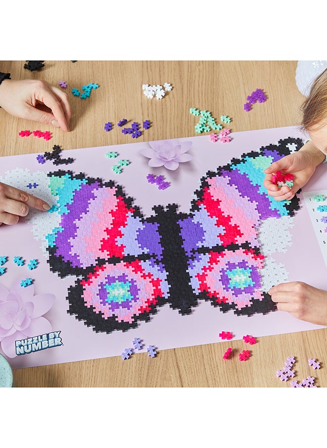 Plus-Plus Puzzle By Number, 800 Piece Mini Interlocking Hashtag Color Blocks, 3D Pixel Art Kit For Kids - Butterfly  - Image 5