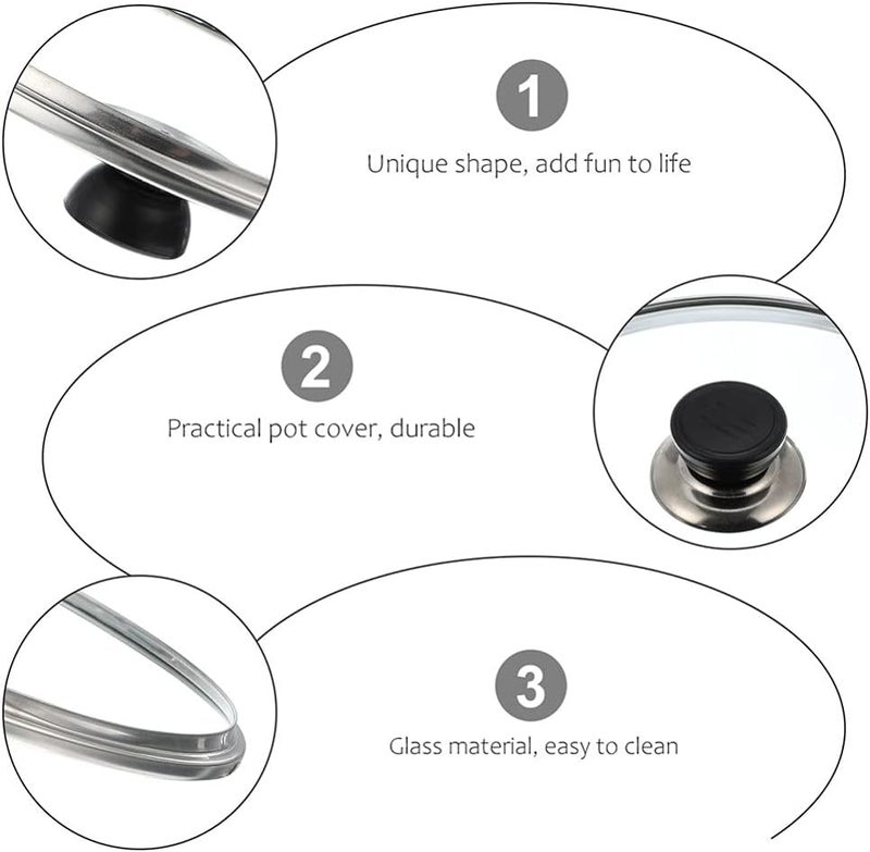 OSALADI Tempered Glass Lid with Bakelite Knob Pots Skillets Ventd Lid Heat Resistant Cookware Handle Universal Pans Pots Cover for Frying Pan Woks 28cm - Image 2