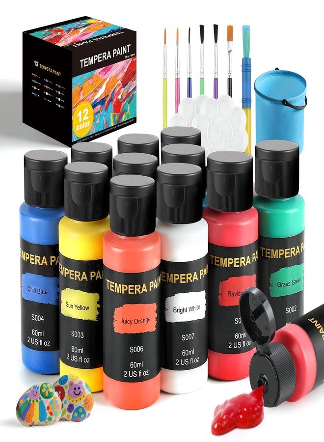 TMOL Washable Paint for Kids 12 Colors, Non-Toxic, Safe & Washable for Toddlers, Tempera Paint with Brushes, Palette & Bucket, School Project Art Supplies - Image 1