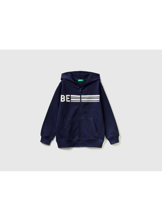 UNITED COLORS OF BENETTON Zip-Up Sweatshirt With "Be" Print  - Image 1