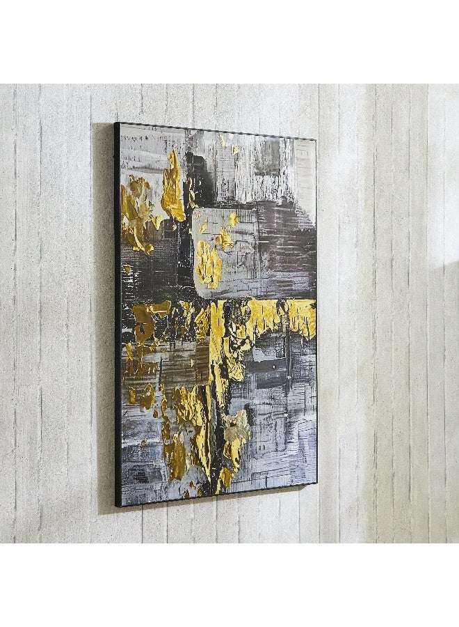 Home Box صورة فنية تجريدية مؤطرة - أسود وذهبي - Image 1