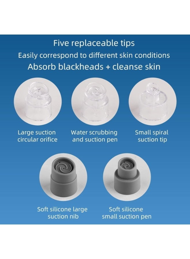 جهازمزيل الرؤوس السوداء والدهون مع نظام دورة مائية - أداة تجميل فقاعية صغيرة لتنظيف المسام العميقة بقدرة 2 وات وجهاز شفط قابل للتعديل للرجال والنساء، ابيض - Image 5