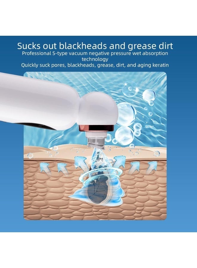 جهازمزيل الرؤوس السوداء والدهون مع نظام دورة مائية - أداة تجميل فقاعية صغيرة لتنظيف المسام العميقة بقدرة 2 وات وجهاز شفط قابل للتعديل للرجال والنساء، ابيض - Image 2