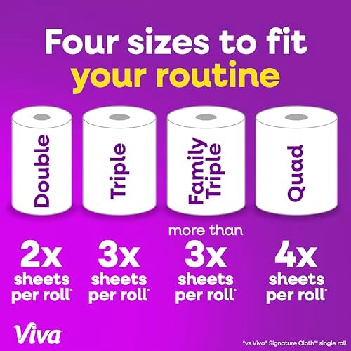 Viva Signature Cloth Paper Towels, Task Size, 12 Family Triple Rolls, 141 Sheets per Roll (Packaging May Vary) - Image 3