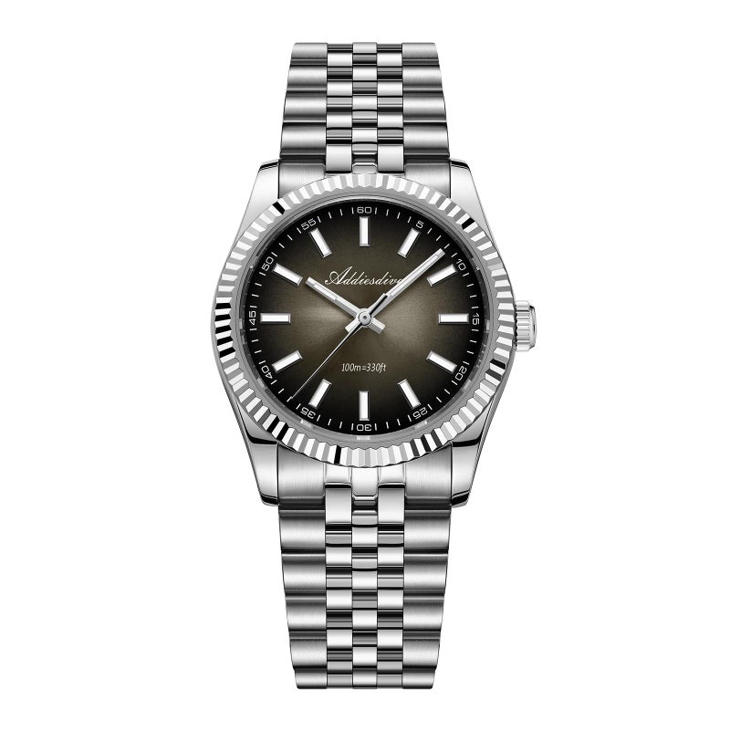 ADDIESDIVE Continuous Sweep Quartz Watch Sapphire Glass Luminous 100M Waterproof Jubilee Band Black Dial Luxury Men Quartz Watch - Image 2