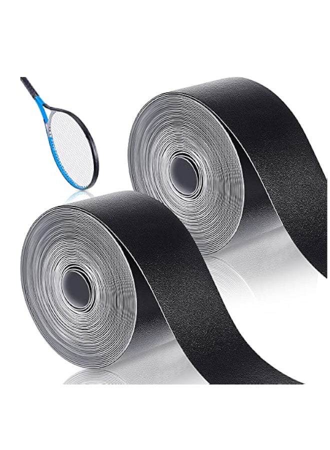 2 Pieces Black Racket Protection Tape, Racquet Head Guard, Tennis Racket Tape, for Tennis Practice Racquetball, 16.4' Roll - Image 1