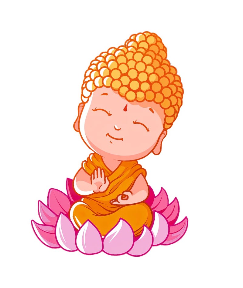 Decals Creation Plots Flower Baby Buddha Wall Sticker for Kitchen, Bedroom,Living Room, Offce, (Multicolor, Size - 44 Cm X 33 Cm) - Image 3