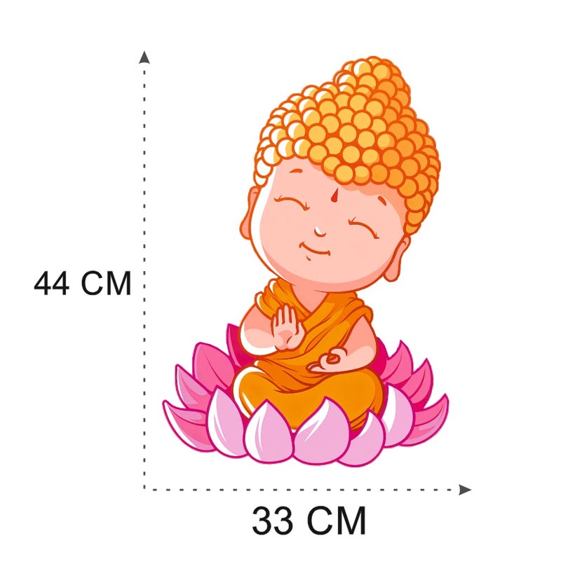 Decals Creation Plots Flower Baby Buddha Wall Sticker for Kitchen, Bedroom,Living Room, Offce, (Multicolor, Size - 44 Cm X 33 Cm) - Image 2