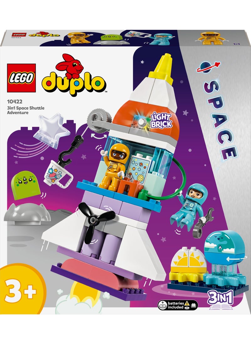 ® DUPLO® 3 in 1 Space Shuttle Adventure 10422 - Educational Toy Building Set with Astronaut Minifigure for Kids Ages 3 and Up (58 Pieces)