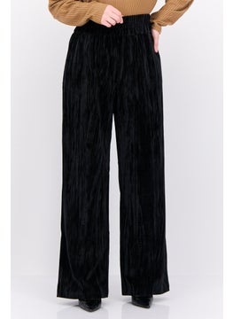 ONLY Women Regular Fit Textured Straight Leg Pants, Black  - Image 1