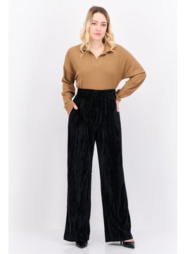 ONLY Women Regular Fit Textured Straight Leg Pants, Black  - Image 4