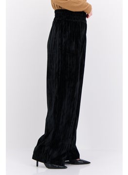 ONLY Women Regular Fit Textured Straight Leg Pants, Black  - Image 2