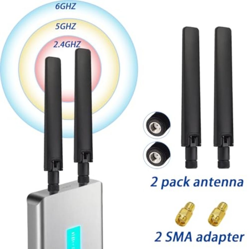 هوائي WiFi 6E لأجهزة توجيه الشبكة اللاسلكية وكاميرات IP: نطاق مزدوج 2.4 جيجا هرتز/5 جيجا هرتز/5.8 جيجا هرتز، كسب 12 ديسيبل، موصل RP-SMA، MIMO، بلاستيك ABS أسود - Image 5