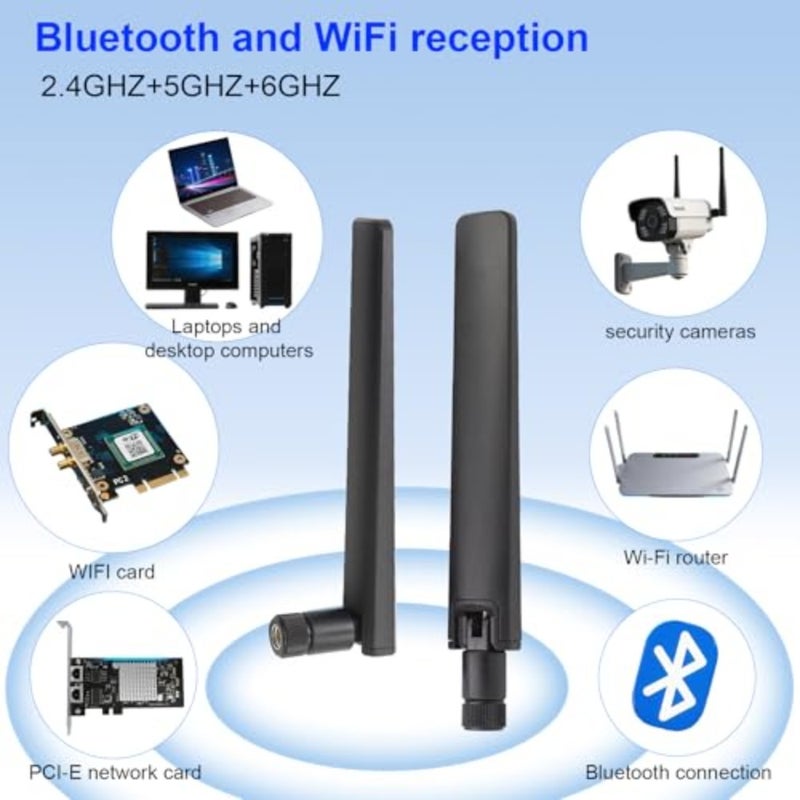 هوائي WiFi 6E لأجهزة توجيه الشبكة اللاسلكية وكاميرات IP: نطاق مزدوج 2.4 جيجا هرتز/5 جيجا هرتز/5.8 جيجا هرتز، كسب 12 ديسيبل، موصل RP-SMA، MIMO، بلاستيك ABS أسود - Image 4