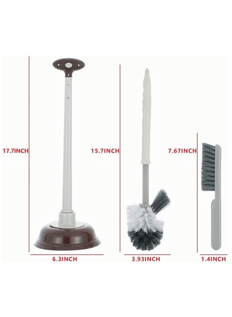 Toilet Brush and Plunger Set,Toilet Plunger and Brush Combo Bathroom Deeply Cleaning Tools,Bathroom Toilet Bowl Brush with Holder(Grey 1 Set)