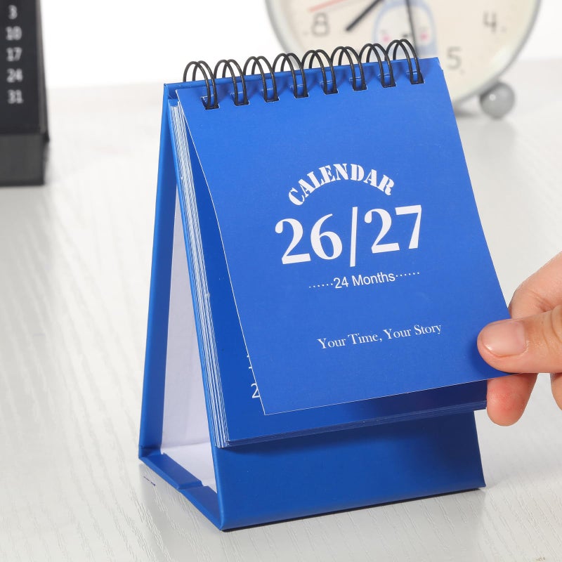 FOBOZONE Desk Calendar 2026-2027, 2 Years Calendar Runs from Jan. 2026 until Dec 2027, Table Monthly Planner with Stickers for Home,Office,School Organization(Blue,3" x 4.8") - Image 5