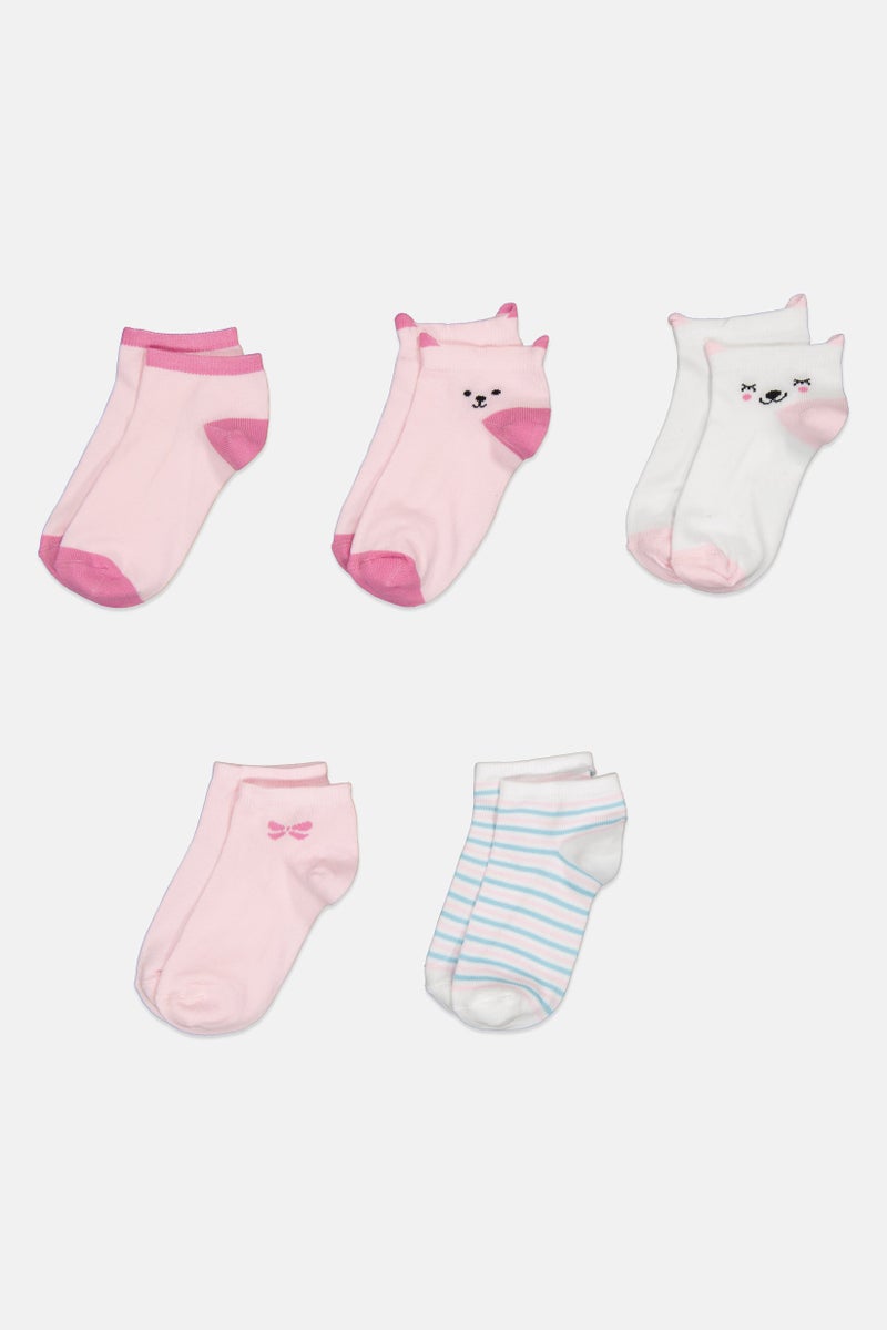Joe Boxer Kids Girl 5 Pairs Printed Socks, Multicolor - Image 3
