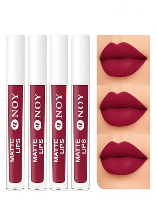 نوي مجموعة أحمر شفاه نوي ريد واين المقاوم للماء، لون مطفي يدوم طويلاً وخفيف الوزن، مزيج من أحمر الشفاه السائل - Image 1