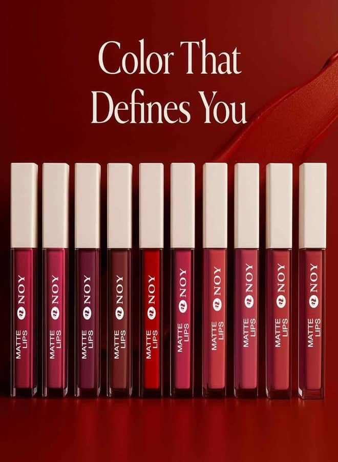 نوي مجموعة أحمر شفاه نوي ريد واين المقاوم للماء، لون مطفي يدوم طويلاً وخفيف الوزن، مزيج من أحمر الشفاه السائل - Image 5