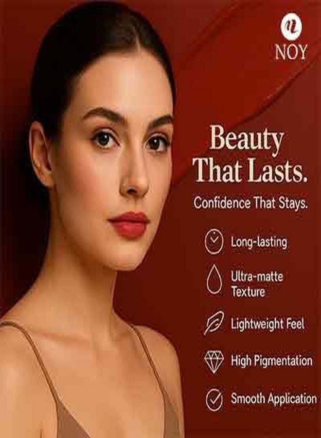 نوي مجموعة أحمر شفاه نوي ريد واين المقاوم للماء، لون مطفي يدوم طويلاً وخفيف الوزن، مزيج من أحمر الشفاه السائل - Image 4