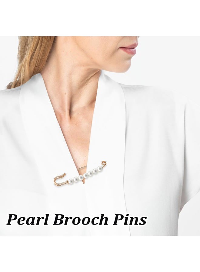 Ymapinc 4Pcs Gold Pearl Brooch Pins for Women, Large Safety Pins Decor for Clothing Hijab Sweater Shirt Skirts Dresses Pants Sleeves Hats Collars Scarves Bags, Fashion Wedding, One Size - Image 3