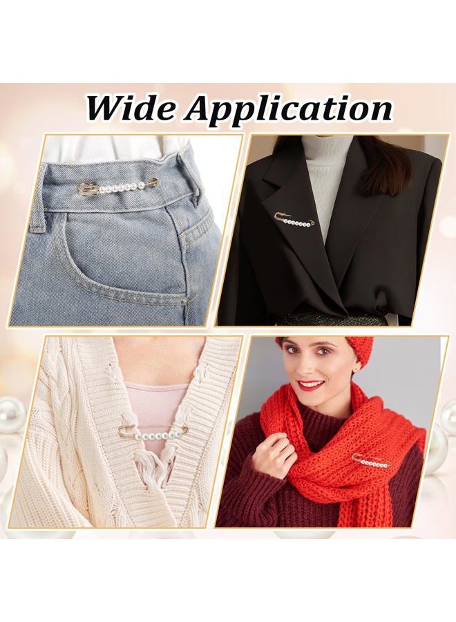 Ymapinc 4Pcs Gold Pearl Brooch Pins for Women, Large Safety Pins Decor for Clothing Hijab Sweater Shirt Skirts Dresses Pants Sleeves Hats Collars Scarves Bags, Fashion Wedding, One Size - Image 5