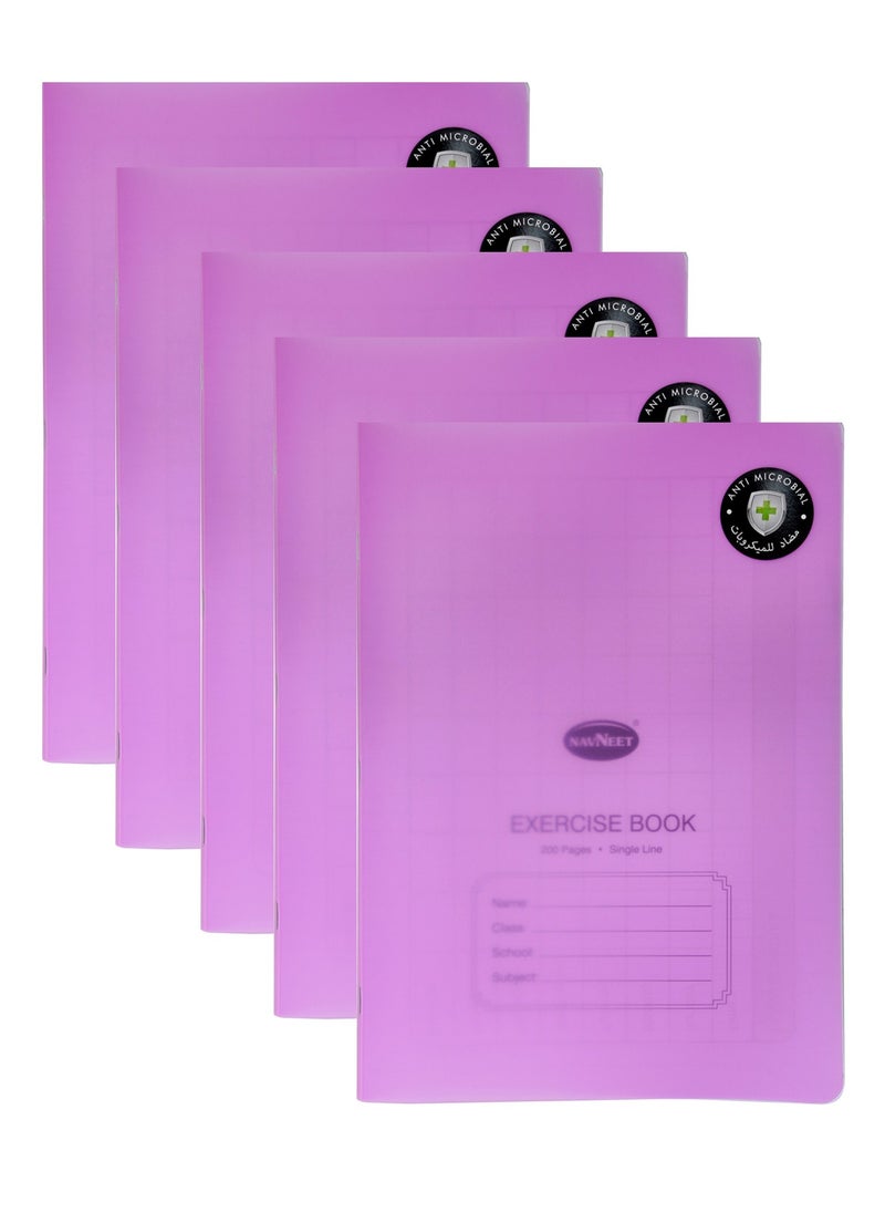 Navneet 5-Piece A4 Size Single Line Exercise Book 200 Pages With PVC Cover Violet  - Image 1