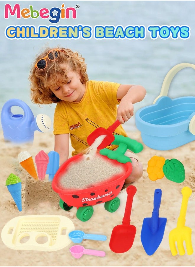 MEBEGIN 16 Pieces Beach Toys with Sand Bucket, Shovels and Other Accessaries, Sand Pails Set, Complete Beach Sand Toys with Bright and Attractive Appearance, Fun Beach Sand Toys, Summer Outdoor Beach Game, Perfect Summer Outdoor Gift  - Image 3