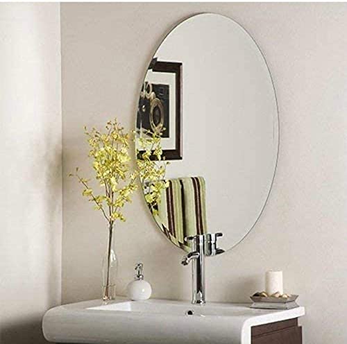 PRINCE ART Mirror Glass for Bathroom Wall Decorative Home Decor Mirror for Dressing Room Bedroom Living Room Hall Makeup Room Washbasin Round Shape Size 12 x 18 Inch - Image 2